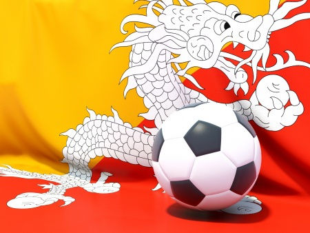 Bhutan Flag and Soccer Ball